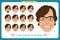 Set of male facial emotions. young man emoji character with different expressions.