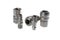 Set of male and female steel quick couplings with thread, isolated on white background