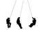 Set with a man on the bungee. Swing on a long rope. Vector illustration