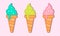 Set of many ice creams of different kinds