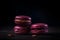 Set of Many tasty macarons purple pink. Neural network AI generated