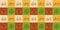 Set of Many Various Retro Style Detailed Bicycles, Pattern on Green, Amber and Red Mosaic Background for Wallpaper