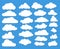 Set of Many White Clouds with Shadow on Blue Sky. Stock Vector I