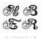 Set of marine capital letter with swiming mermaid - h, b, e, r