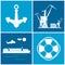 Set of maritime icons, vector illustration