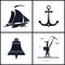 Set of maritime icons, vector illustration