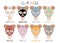 Set mask clay face beauty girl and women. Skin spa procedure, cosmetic clean. Head full face, cartoon style