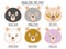 Set mask face beauty animal bear girl and women. Skin spa procedure, cosmetic clean. Head full face, cartoon style