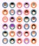 Set masked faces in circles, avatars, icons, people of different nationalities in flat style. Danger of virus covid-19