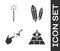 Set Masons, Magic wand, Spell and Magic stone icon. Vector