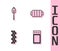 Set Matchbox and matches, Burning with fire, Bacon stripe and Barbecue grill icon. Vector