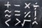 Set of math symbol draw by chalk on blackboard background