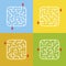 A set of mazes. Cartoon style. Visual worksheets. Activity page. Game for kids. Puzzle for children. Maze conundrum. Color vector