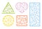 A set of mazes. Cartoon style. Visual worksheets. Activity page. Game for kids. Puzzle for children. Maze conundrum. Color vector