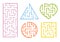 A set of mazes. Cartoon style. Visual worksheets. Activity page. Game for kids. Puzzle for children. Maze conundrum. Color vector