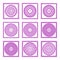 Set of meander borders and frames. Ancient traditional greek decoration. greece vector Pink, and purple colors.