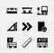 Set Measuring height and length, Gas filling station, Bus stop, Mall or supermarket building, Ruler, Supermarket