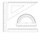 Set of measuring tools ruler, triangle, protractor. Measurement of length, angle, degree. Mathematics measure