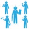 Set of mechanic icon. Repairman blue icon