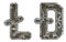 Set of mechanical alphabet made from rivet metal with gears on white background. Symbol litecoin and dashcoin. 3D