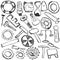 Set of mechanical spare parts and tools - kids drawing