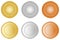 Set of medal winners winners isolated on a white background. Group of gold, silver and bronze awards, vector