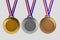 Set of medals isolated on white