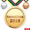 Set of medals with text PyeongChang 2018