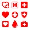 Set Medecine and Health flat icons. Collection health care medical sign icons - vector