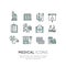 Set of Medical diagnostic icons and objects