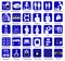 set of medical flat icon symbols in blue on a white background