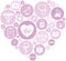 Set of medical icons on circular pink colored buttons that form a heart, , web design elements medicine
