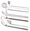 Set of medical mirror instruments for ENT doctor.