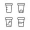 Set of medical test containers. Linear icon of laboratory analyzes of semen, feces, urine, empty jar. Black pictogram of sampling