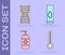 Set Medical thermometer, DNA symbol, Bottle of liquid antibacterial soap and Blood test and virus icon. Vector