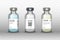 Set of medical vaccine bottles on transparent backround. Mockup vaccine - transparent glass. Protection coronavirus and infection