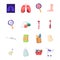 Set of Medicine Icons Xray of Diseased Lungs, Germs under Magnifier and Foot with Veins, Medical Pills