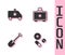 Set Medicine pill or tablet, Emergency car, Shovel and First aid kit icon. Vector