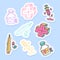 Set of medicine stickers, pins, patches and handwritten collection in cartoon style. Funny greetings for clothes, card, badge,