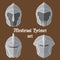 Set of medieval helmets icons Vector