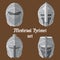 Set of medieval helmets icons Vector