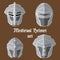 Set of medieval helmets icons Vector