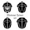 Set of medieval helmets icons Vector