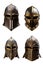 set of medieval helmets. transparent background PNG file