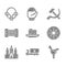 Set Medovik, Tanker truck, Cockerel lollipop, Snowflake, Church building, Accordion, Hammer and sickle USSR and Russian