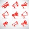 Set of megaphone, loudspeaker symbols