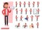 Set of men character vector design. Presentation in various action with emotions, running, standing, walking and working. no2