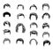 Set of men s hairstyles and beards. Hand-drawn sketch. Vector Illustration.