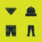 Set Men underpants, Pants, Short or and Winter hat icon. Vector