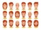 Set of mens avatars with various hairstyles: long or short hair, bald, with beard or without.